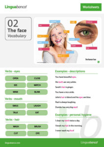 the face in english download vocabulary pdf