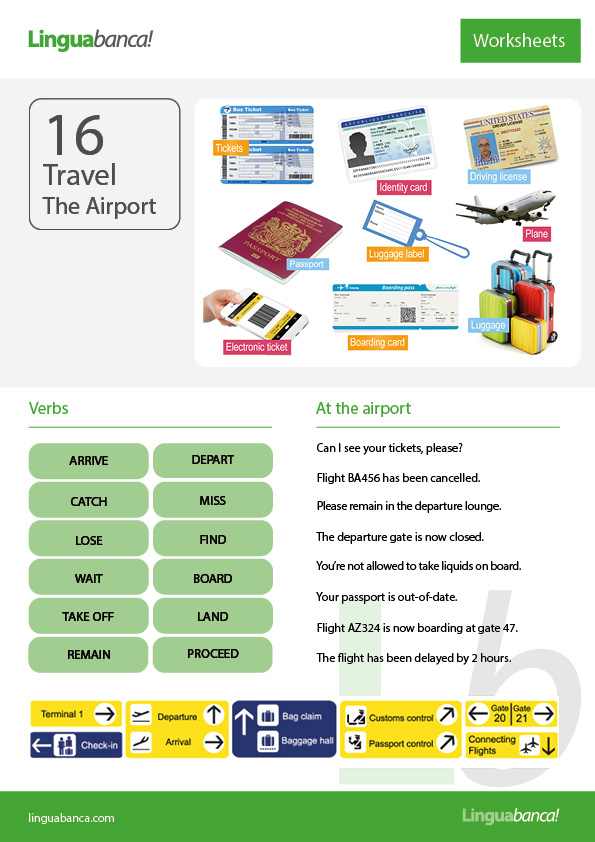 air travel and airport english words and phrases